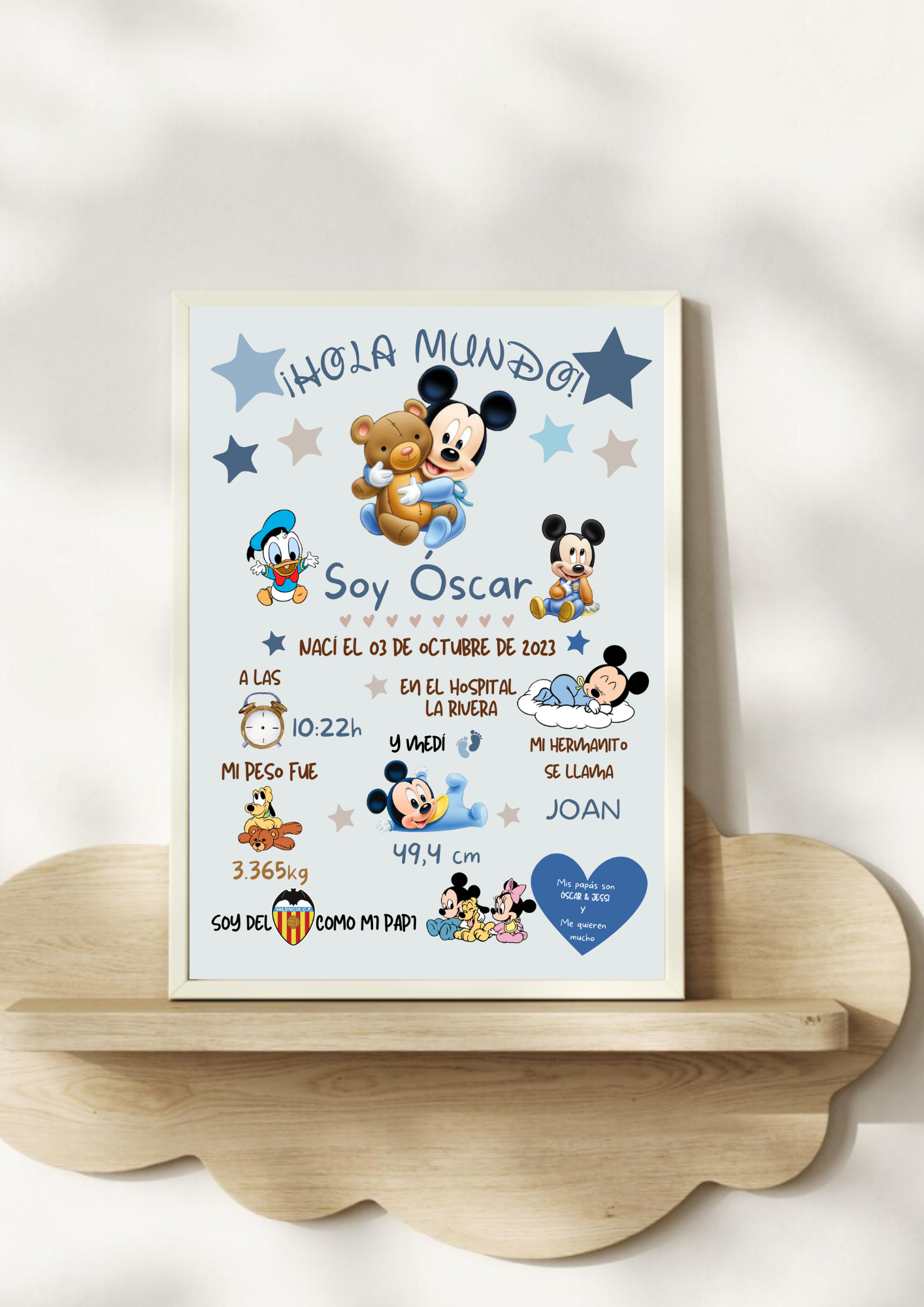 Lámina personalizada natalicio bebé "Mickey"