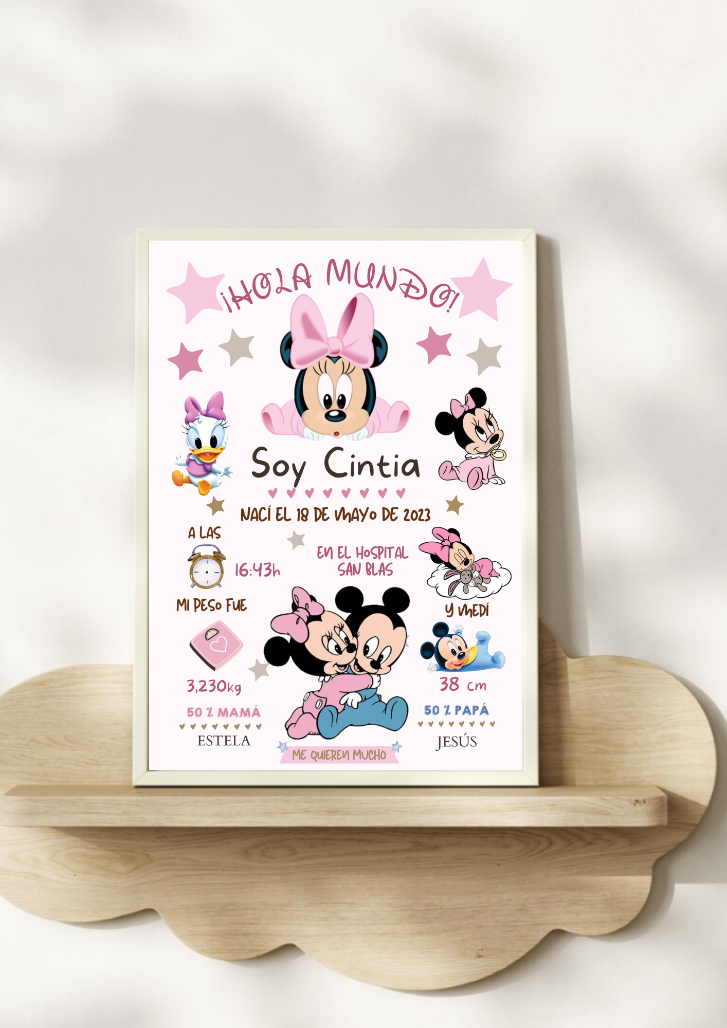 Lámina personalizada natalicio bebé "Minnie"