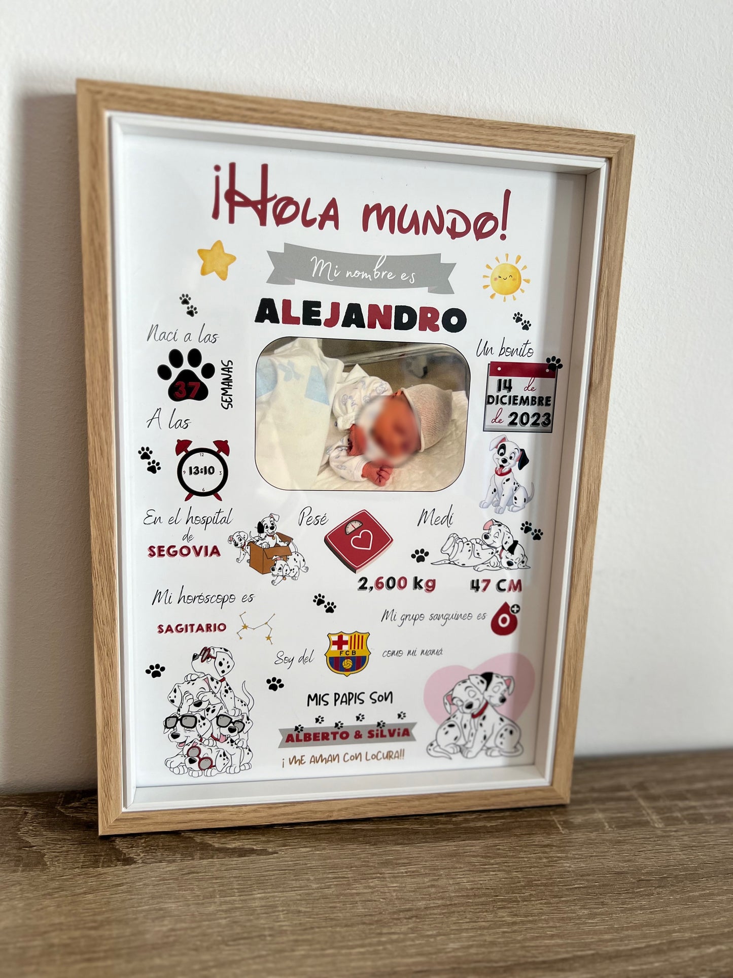 Lámina personalizada nacimiento bebé foto "101 Dalmatas"