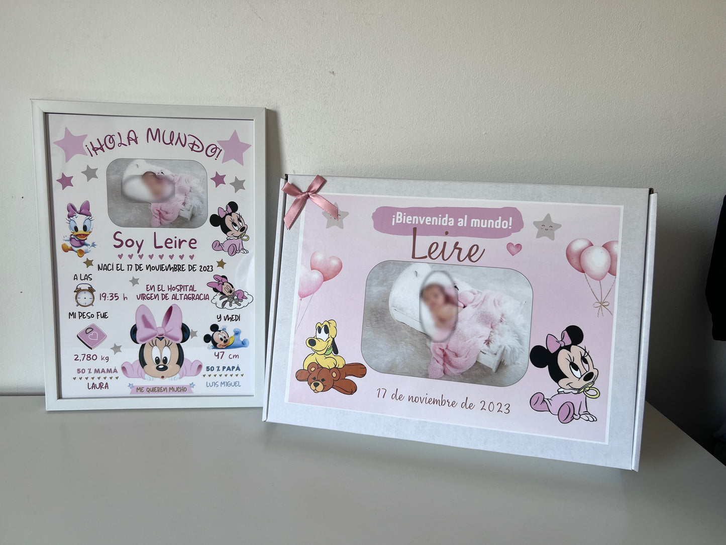 Lámina personalizada nacimiento bebé foto "Minnie"