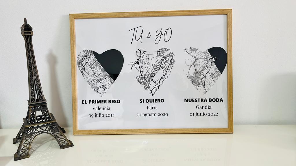 Lámina personalizada mapas " 3 momentos especiales"