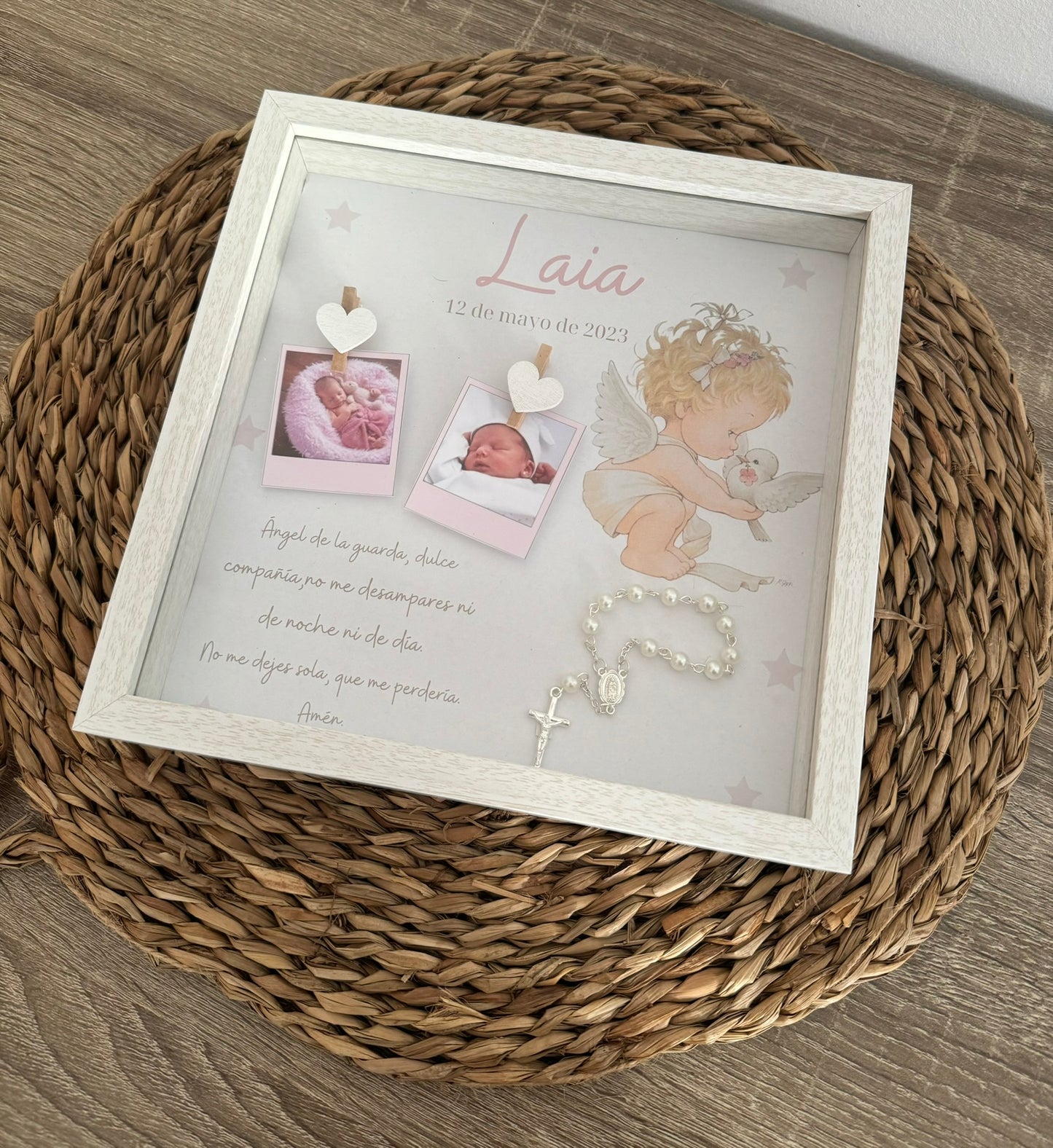 Cuadro ángel de la guarda rosa