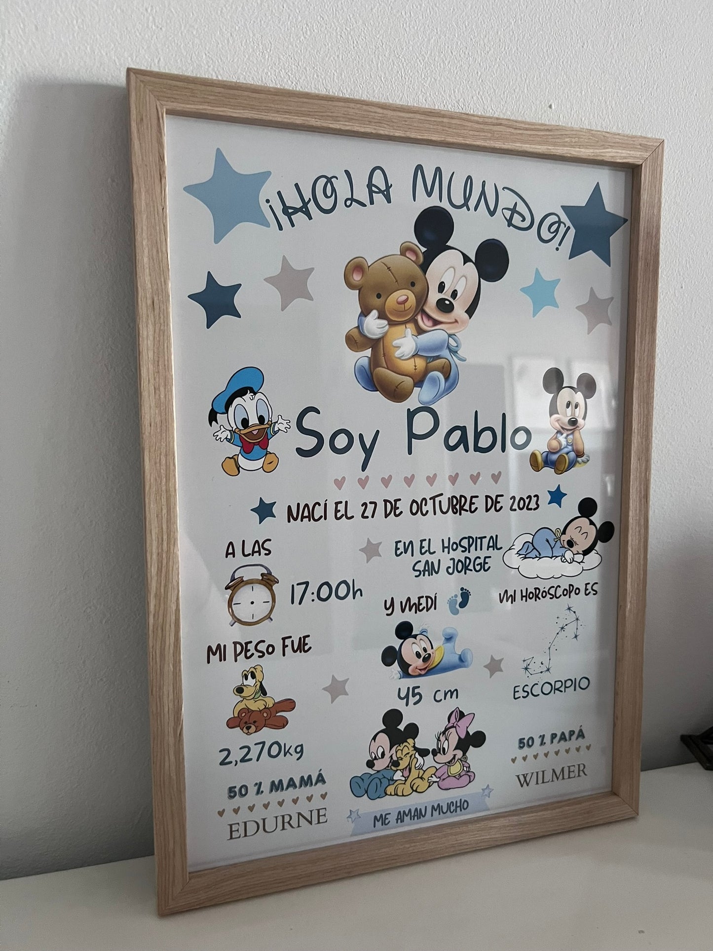 Lámina personalizada natalicio bebé "Mickey"