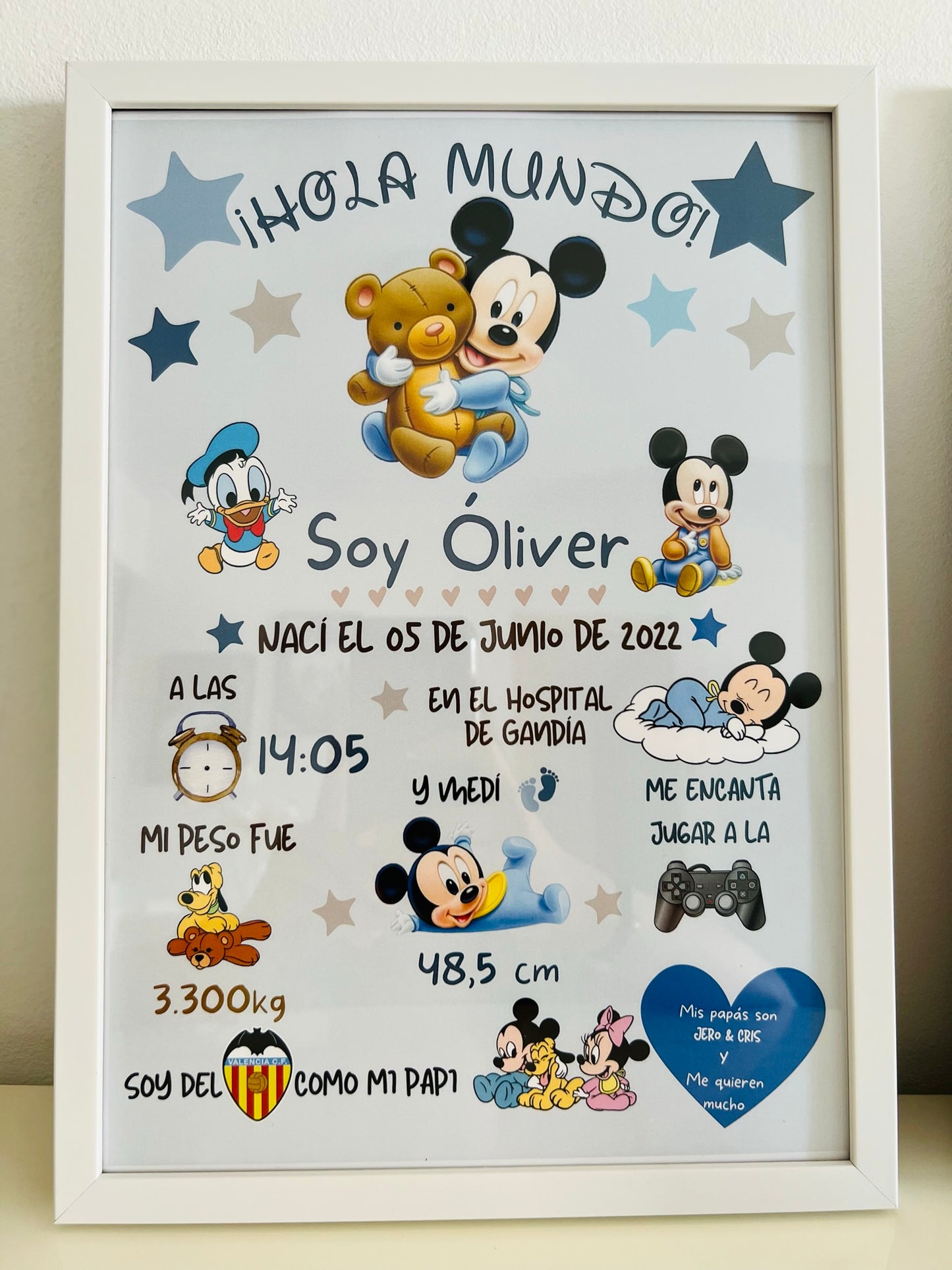 Lámina personalizada natalicio bebé "Mickey"