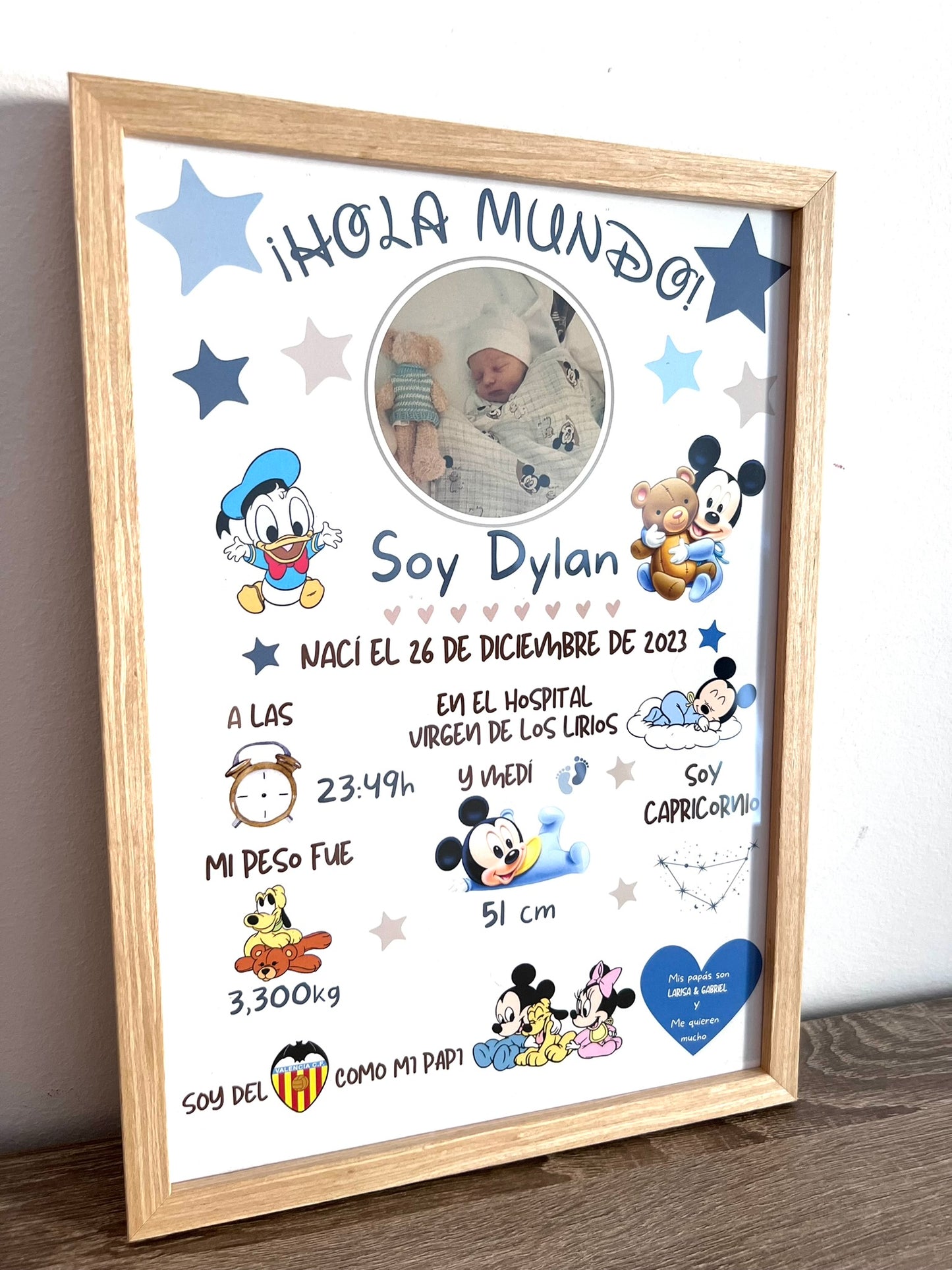 Lámina personalizada nacimiento bebé foto "Mickey 1"