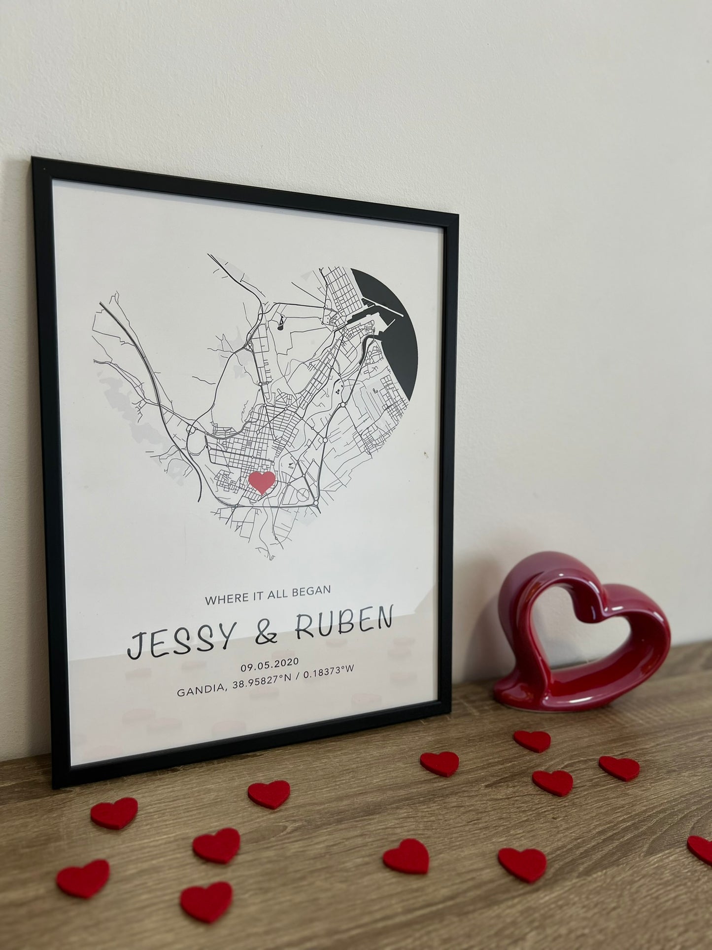 Lámina personalizada pareja mapa "Where it all began"