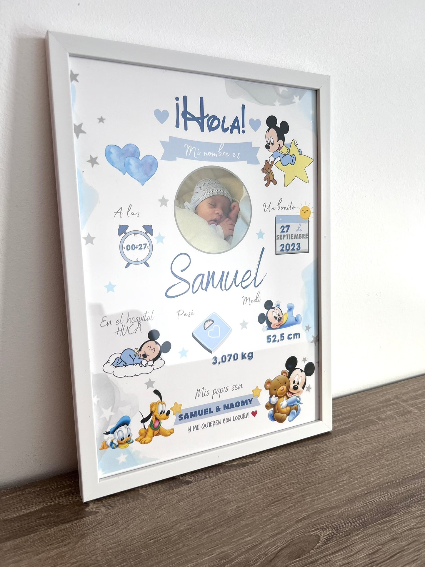 Lámina personalizada nacimiento bebé foto "Mickey 2"