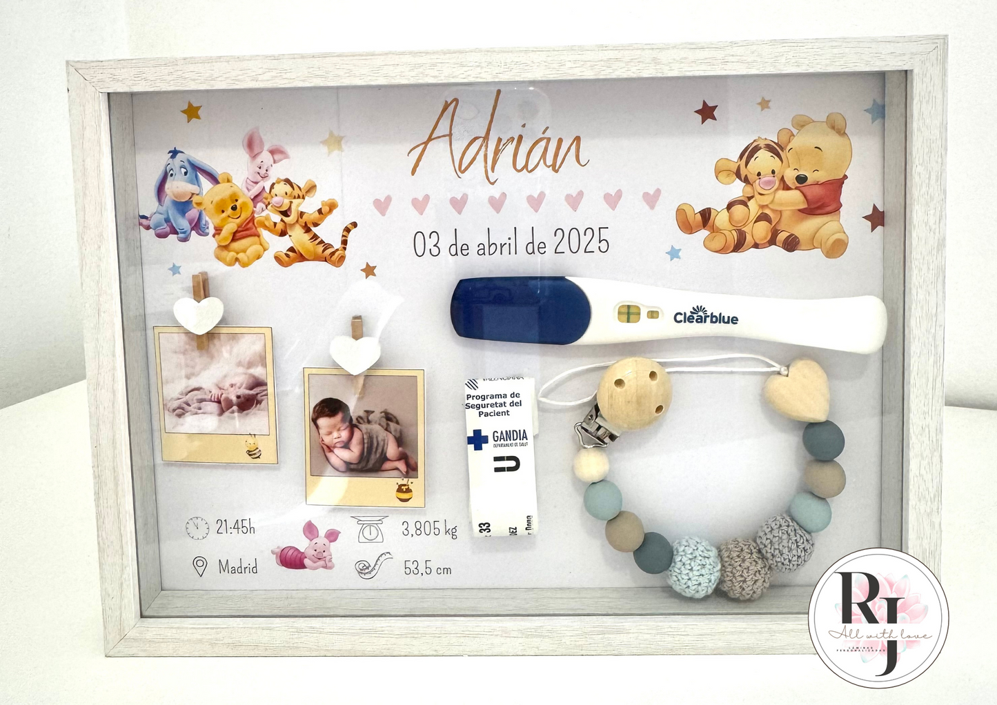 Guarda recuerdos nacimiento bebé recién nacido con diseño Winnie the pooh