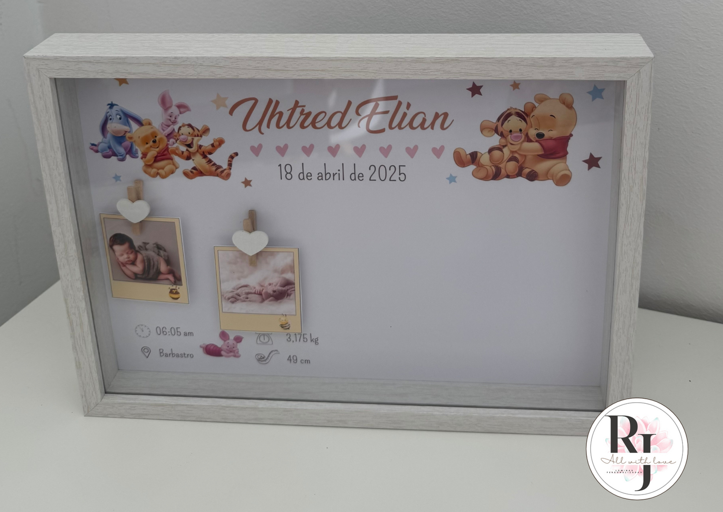 Guarda recuerdos nacimiento bebé recién nacido con diseño Winnie the pooh