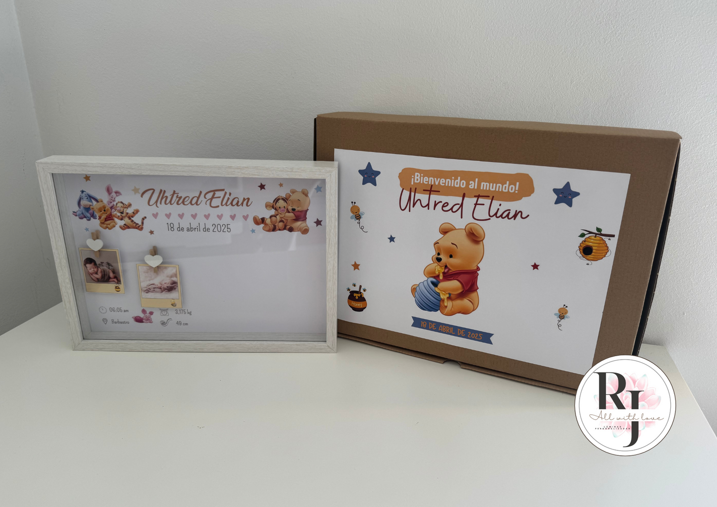 Guarda recuerdos nacimiento bebé recién nacido con diseño Winnie the pooh
