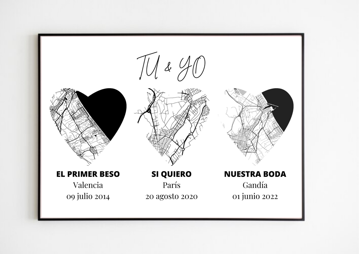 Lámina personalizada mapas " 3 momentos especiales"