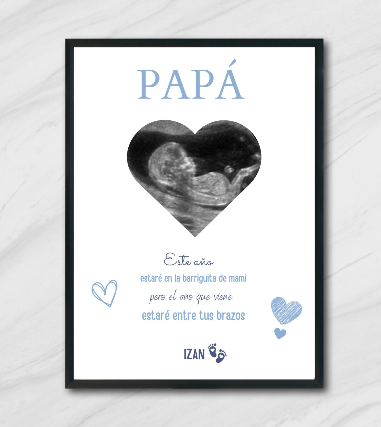 Lámina personalizada papá "este año estaré en la barriguita de mami"