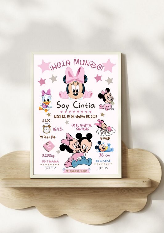 Lámina personalizada natalicio bebé "Minnie"