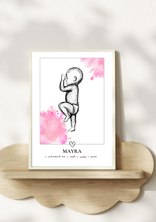 Lámina de nacimiento básica "Bebé lápiz rosa"