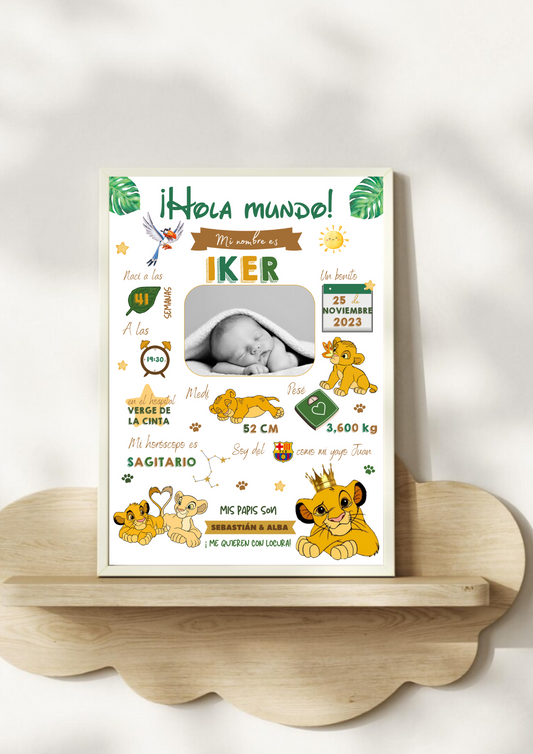 Lámina nacimiento foto  Rey León Simba