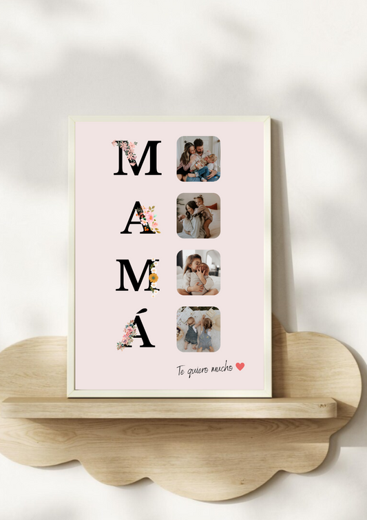Lámina personalizada mamá " 4 fotos flores"