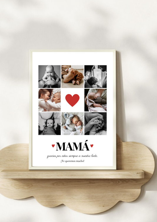 Lámina personalizada mamá " 8 fotos corazón"