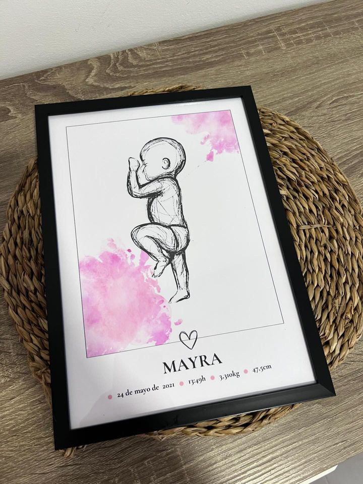 Lámina de nacimiento básica "Bebé lápiz rosa"