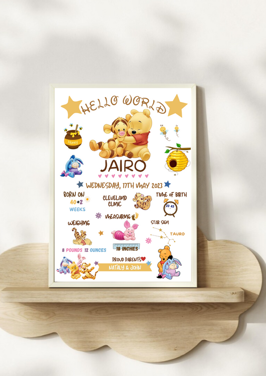 Lámina personalizada nacimiento bebé "Winnie the Pooh"