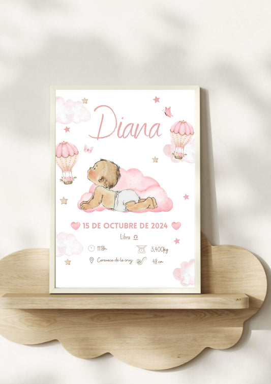 Lámina de nacimiento básica "Bebé niña"