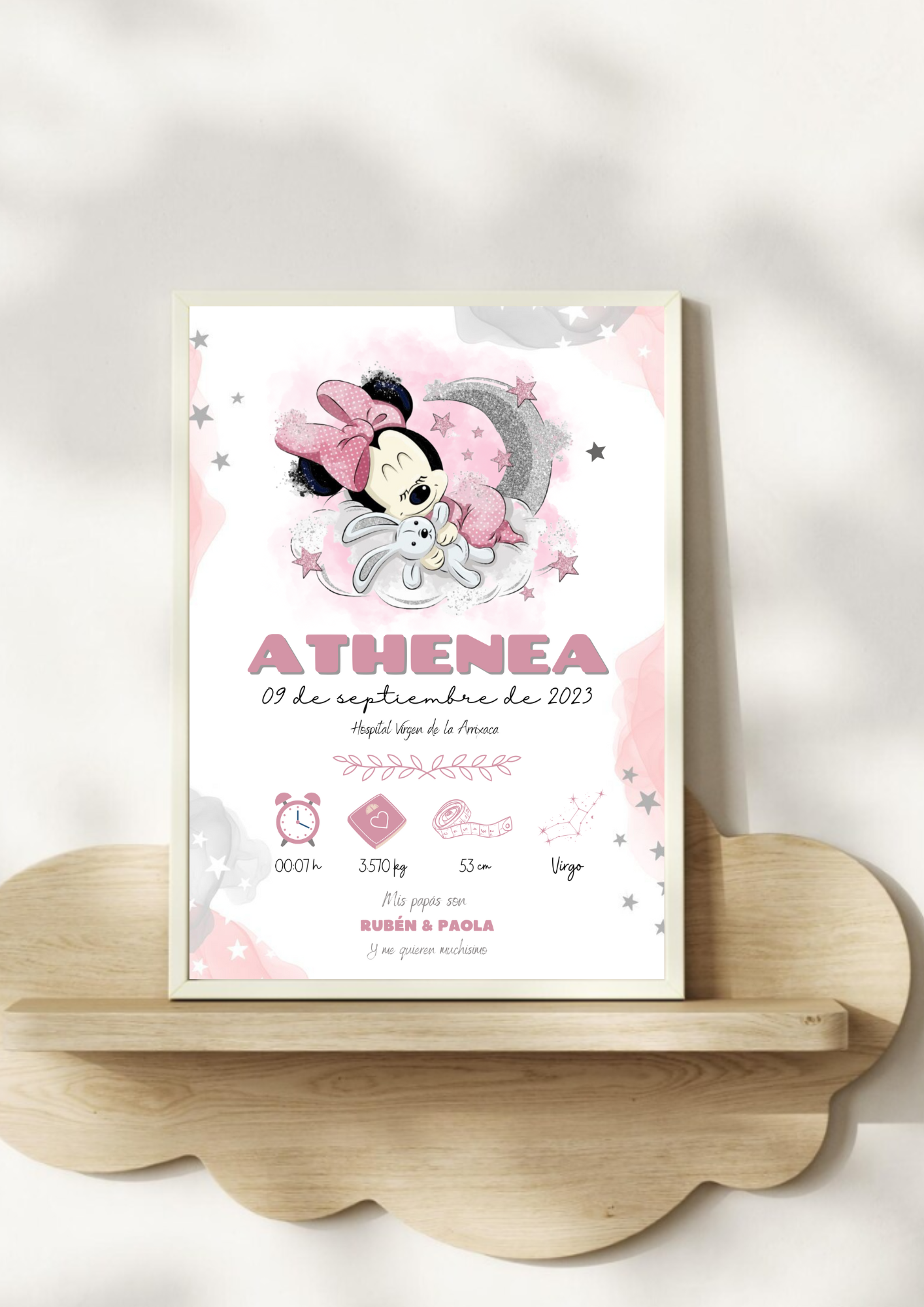 Lámina de nacimiento básica "Minnie nube"