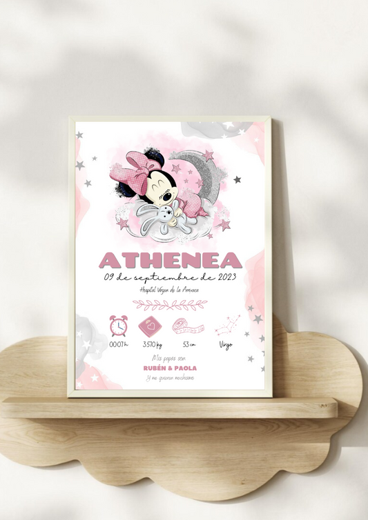 Lámina de nacimiento básica "Minnie nube"