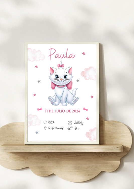 Lámina de nacimiento básica "Gatita Marie"