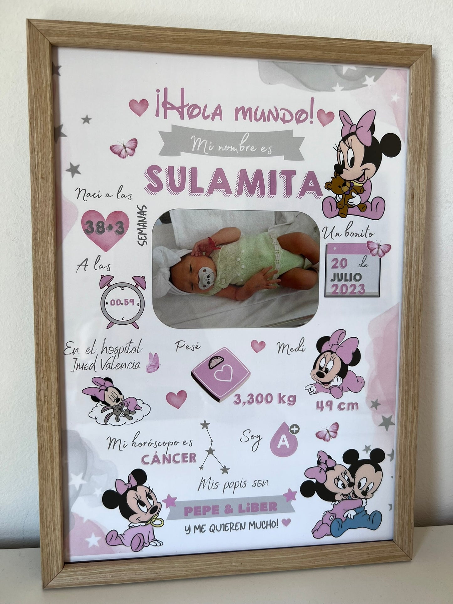 Lámina personalizada nacimiento bebé foto "Minnie 2"