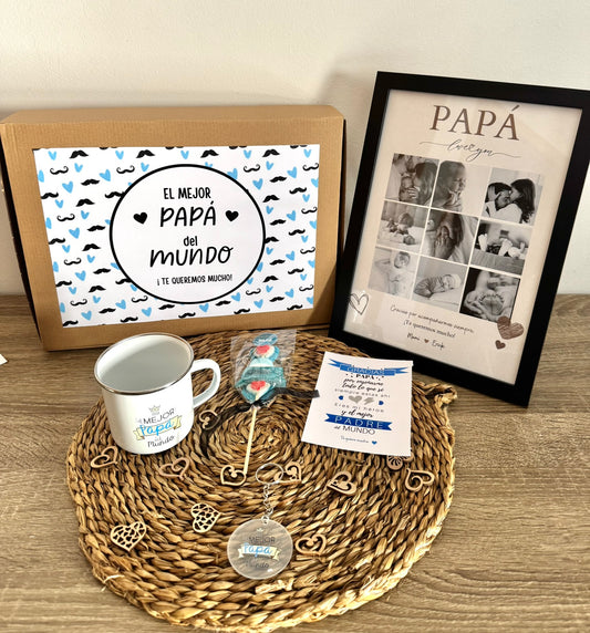 Pack día del padre Lámina personalizada papá "Love you" + Taza+ Llavero