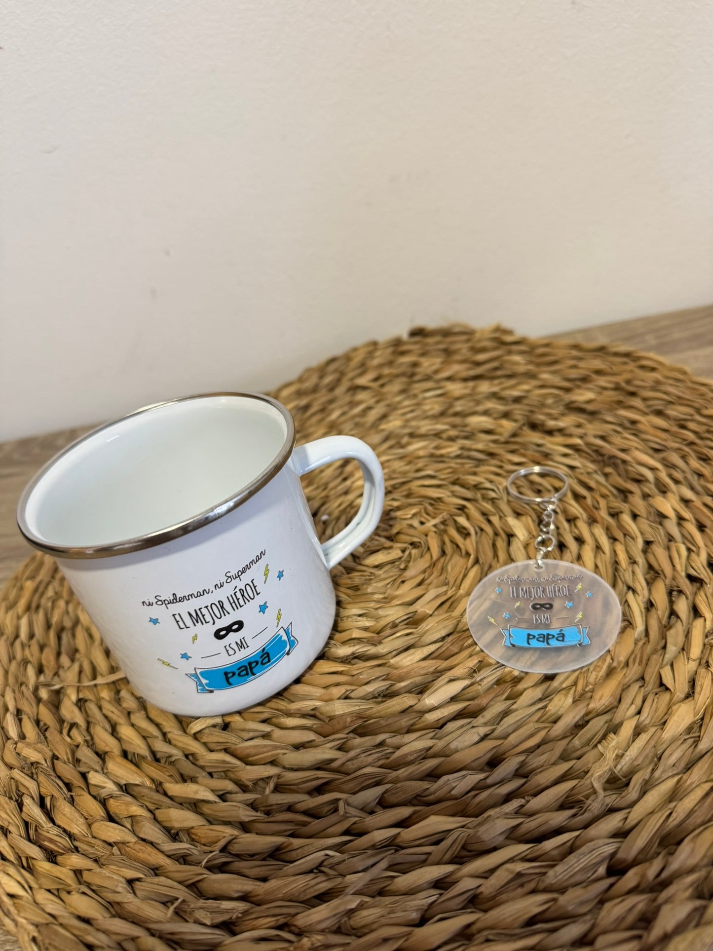 Pack día del padre Lámina personalizada papá "Superhéroe" + Taza+ Llavero