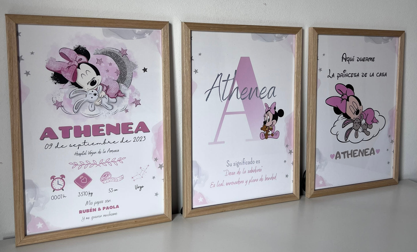 Pack 3 láminas (natalicio+ aquí duerme + huellas) Minnie 2