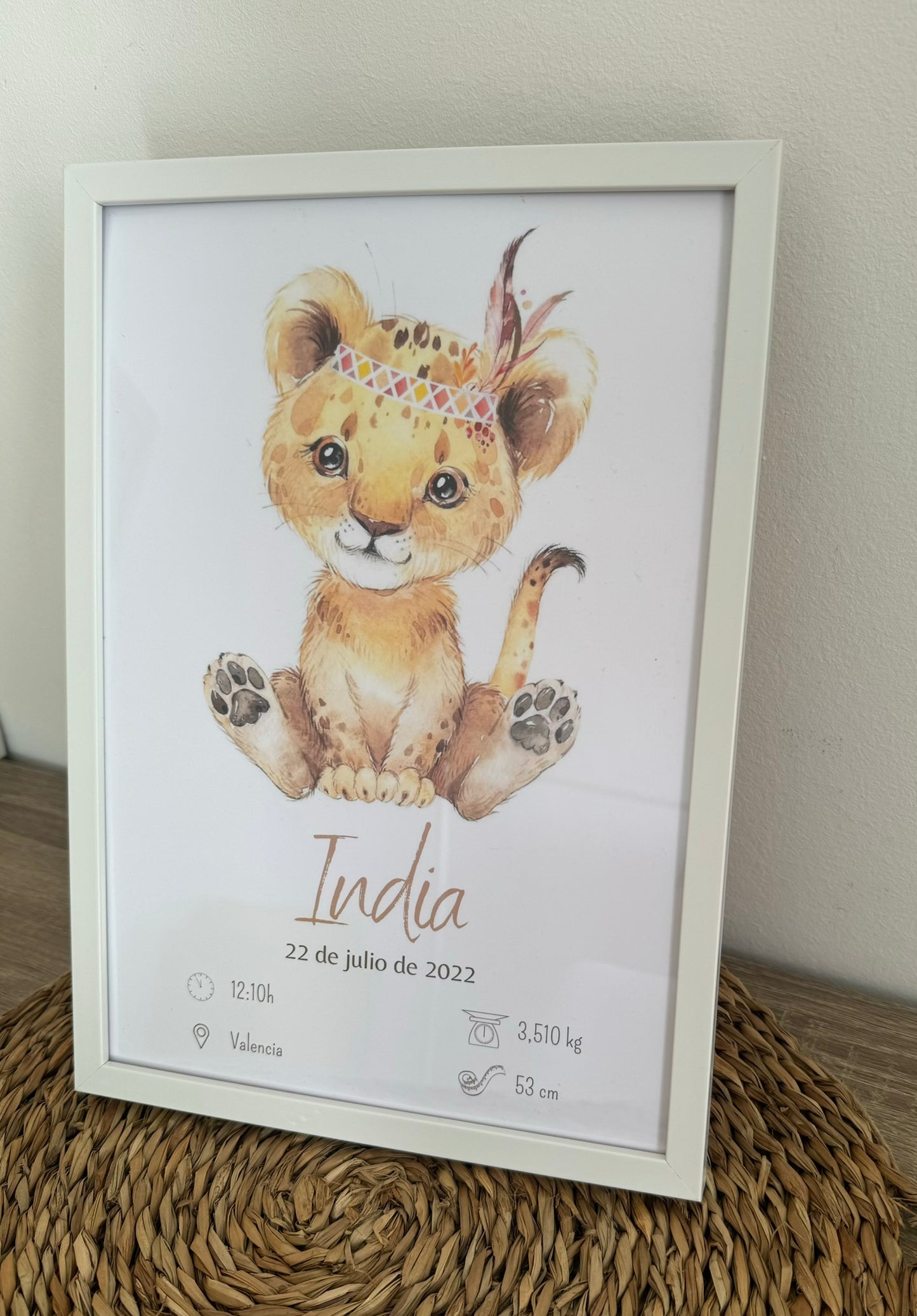 Lámina de nacimiento básica " Leoncita india"