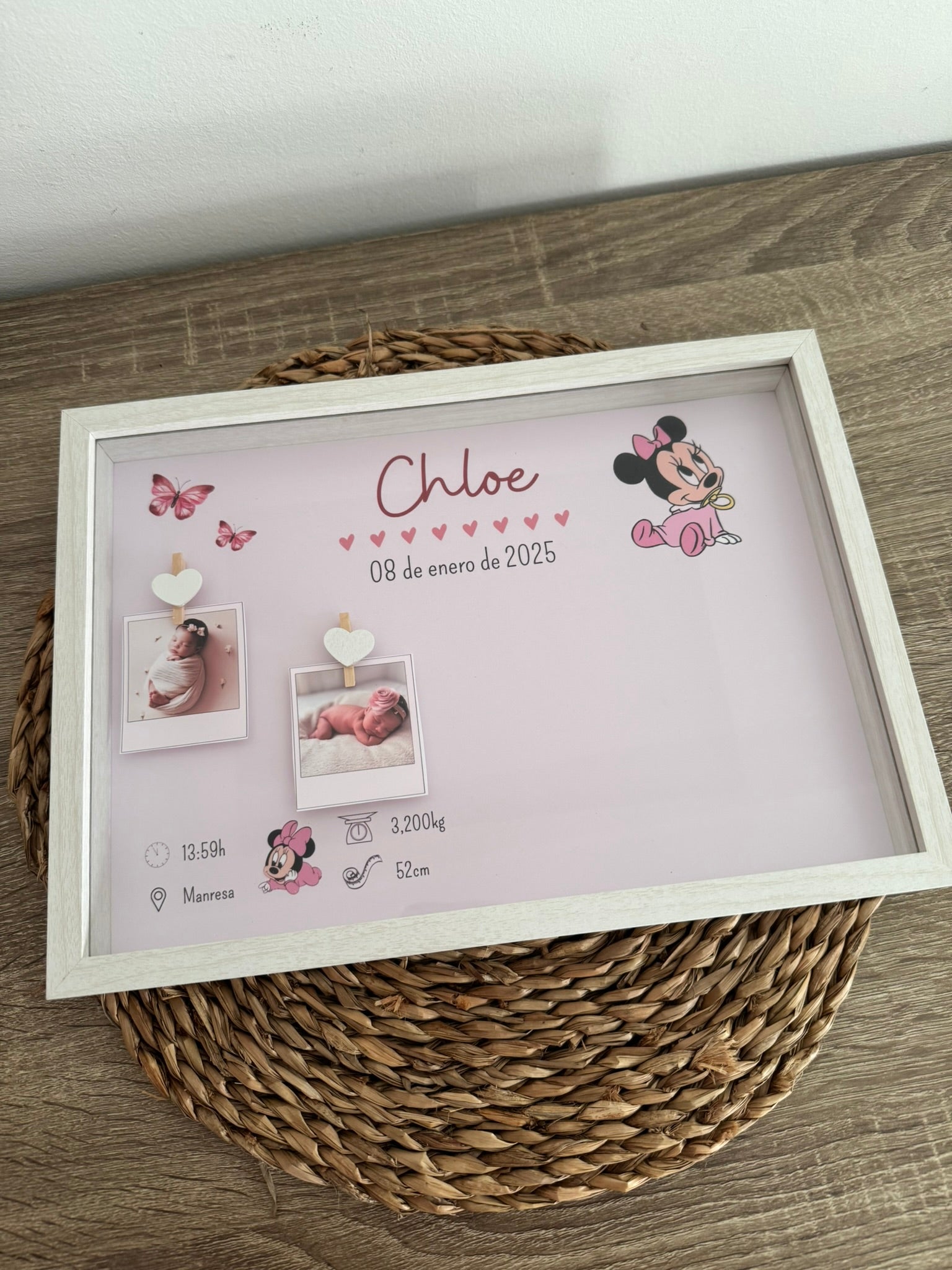 Guarda recuerdos nacimiento bebé recién nacido con diseño Minnie