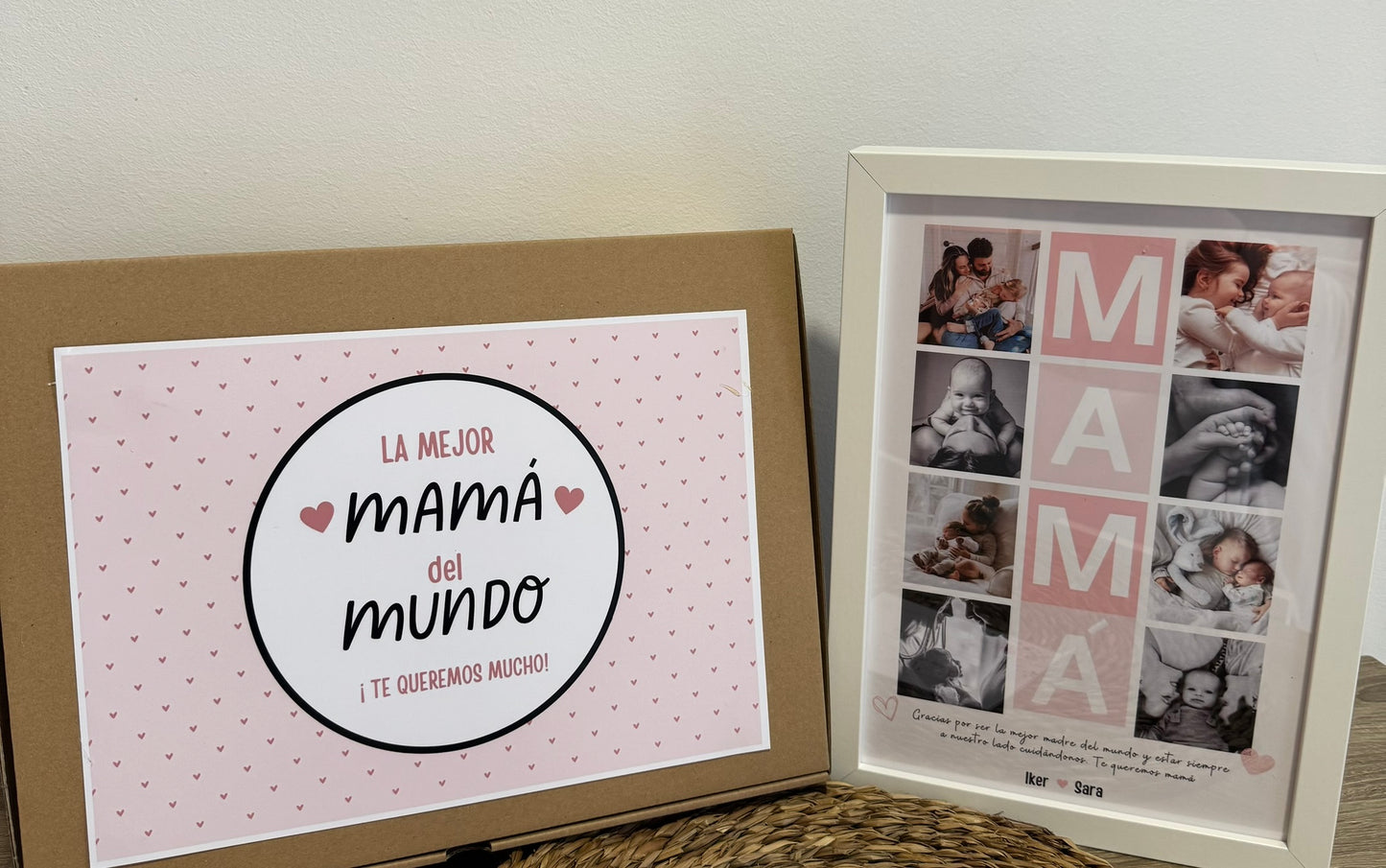 Lámina personalizada mamá 8 fotos rosa