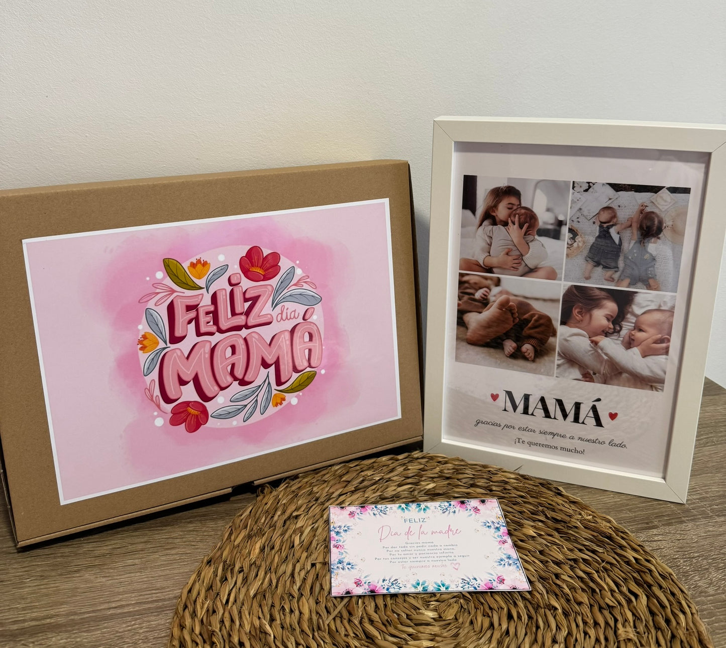 Lámina personalizada mamá " 4 fotos corazón"