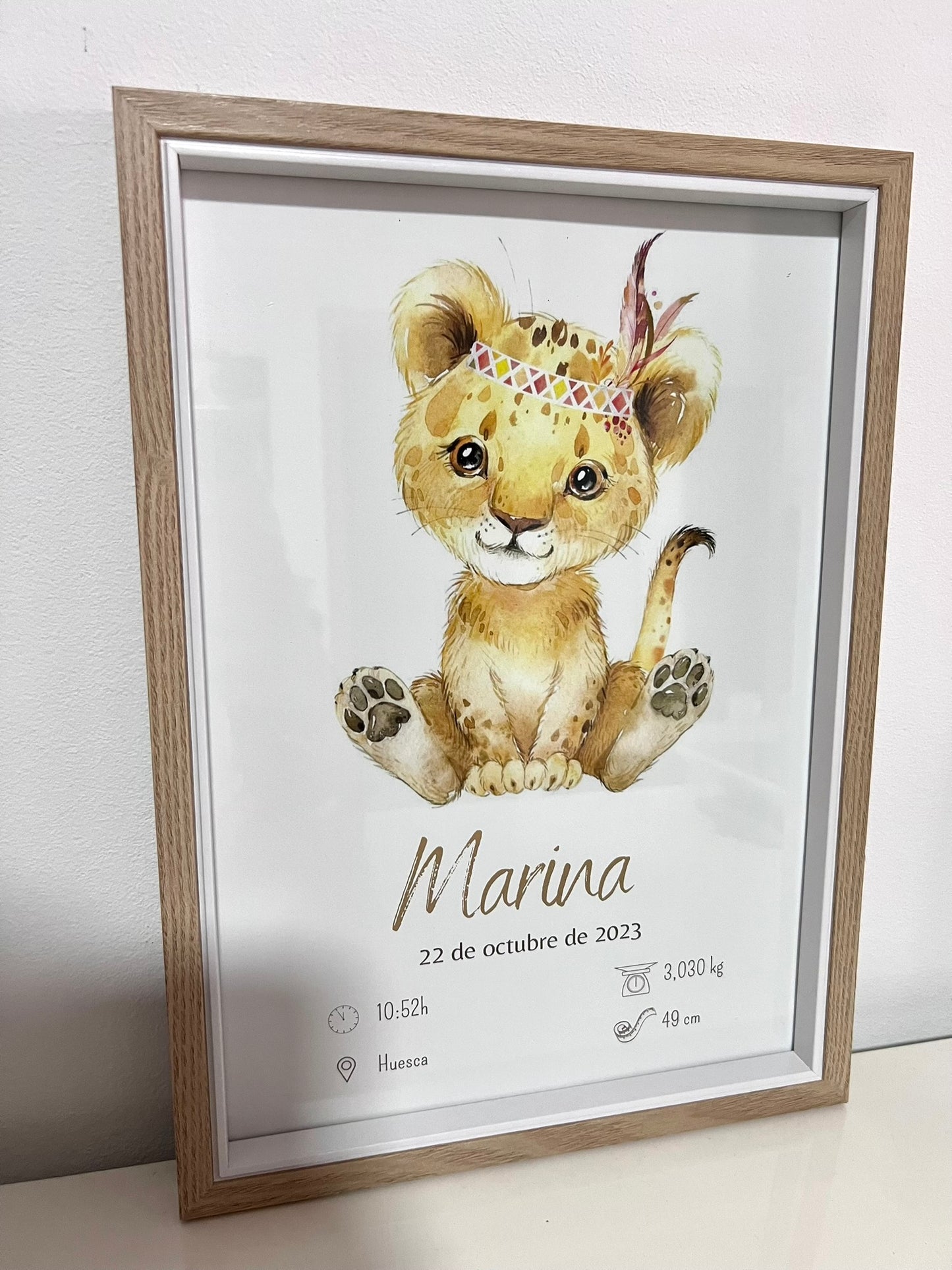 Lámina de nacimiento básica " Leoncita india"