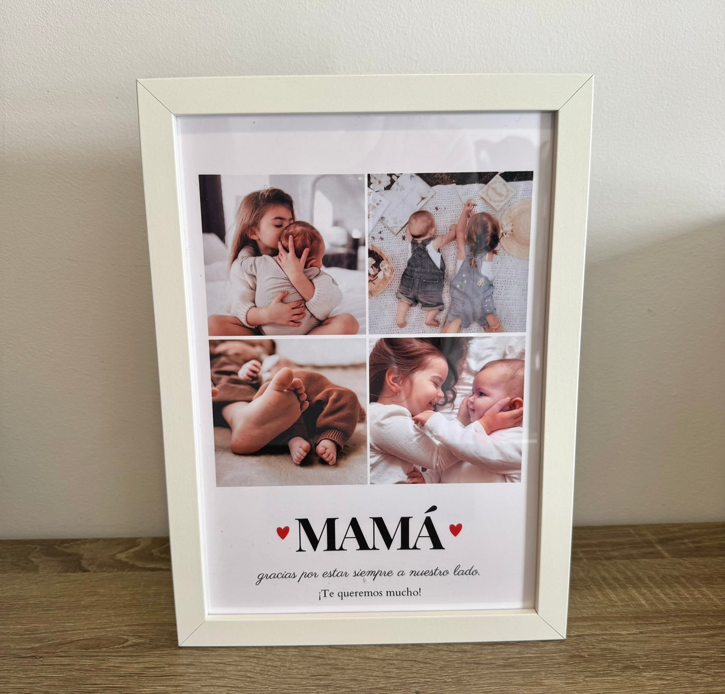 Lámina personalizada mamá " 4 fotos corazón"