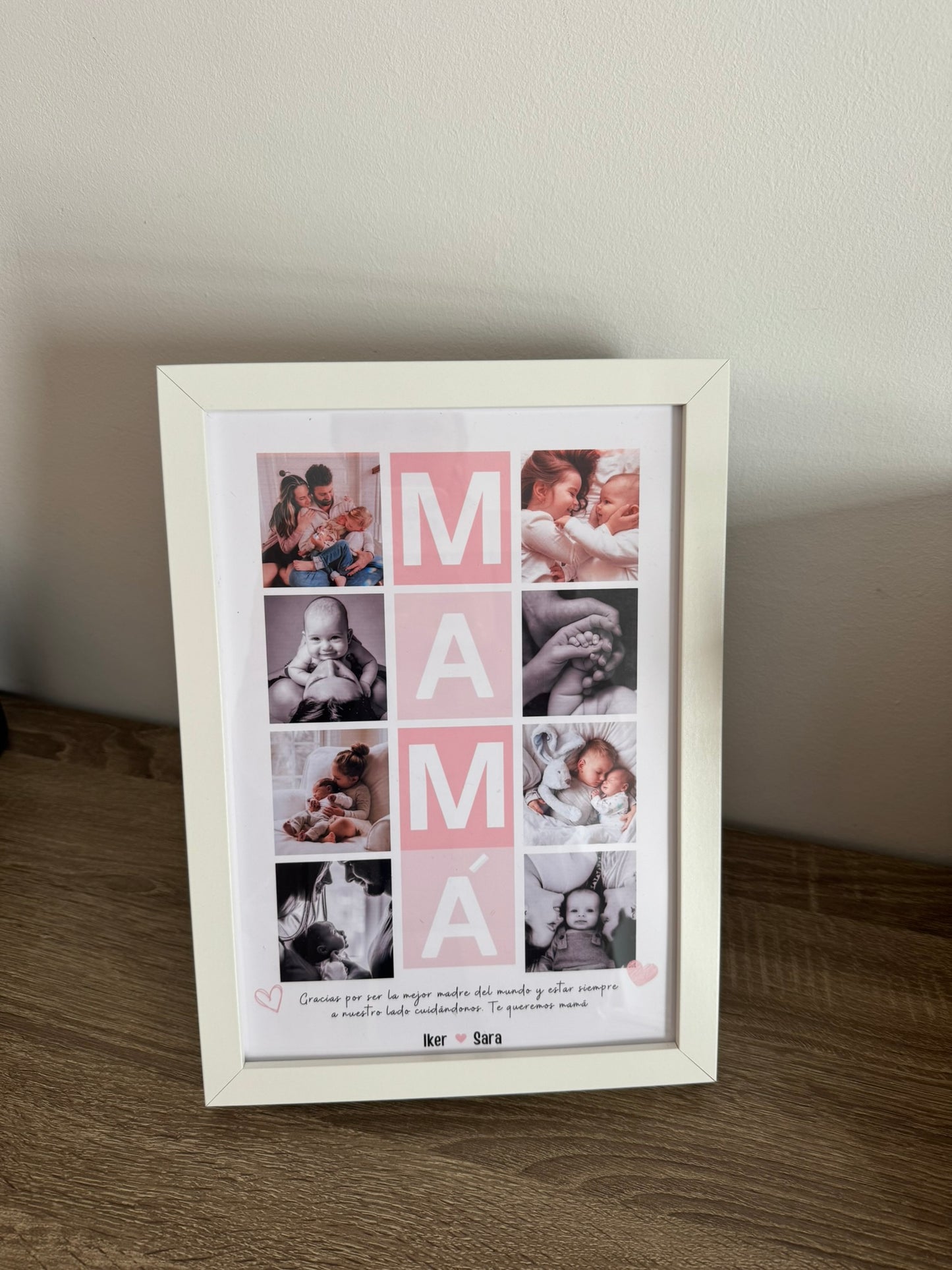 Lámina personalizada mamá 8 fotos rosa