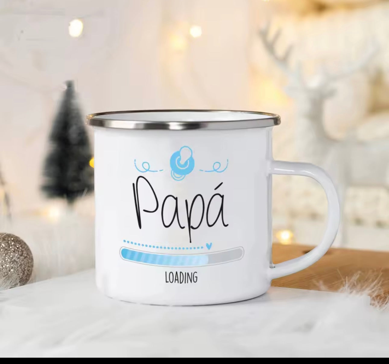Taza + llavero papá en camino