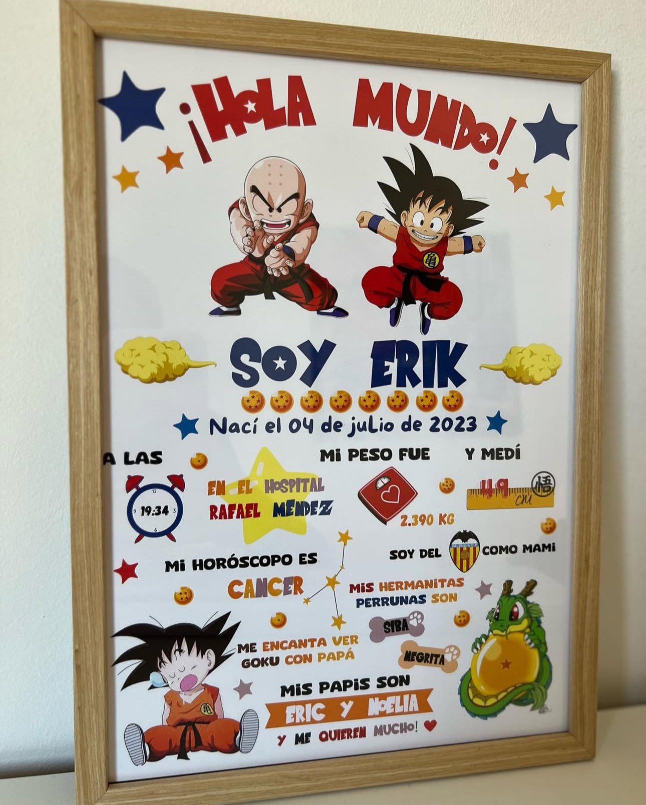 Lámina personalizada natalicio bebé "Goku Dragon Ball"