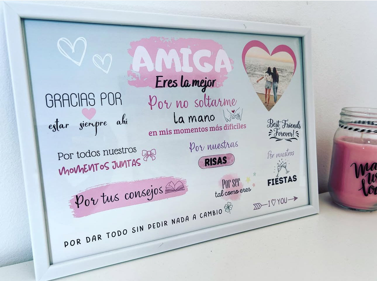 Lámina personalizada  "Amiga eres la mejor"