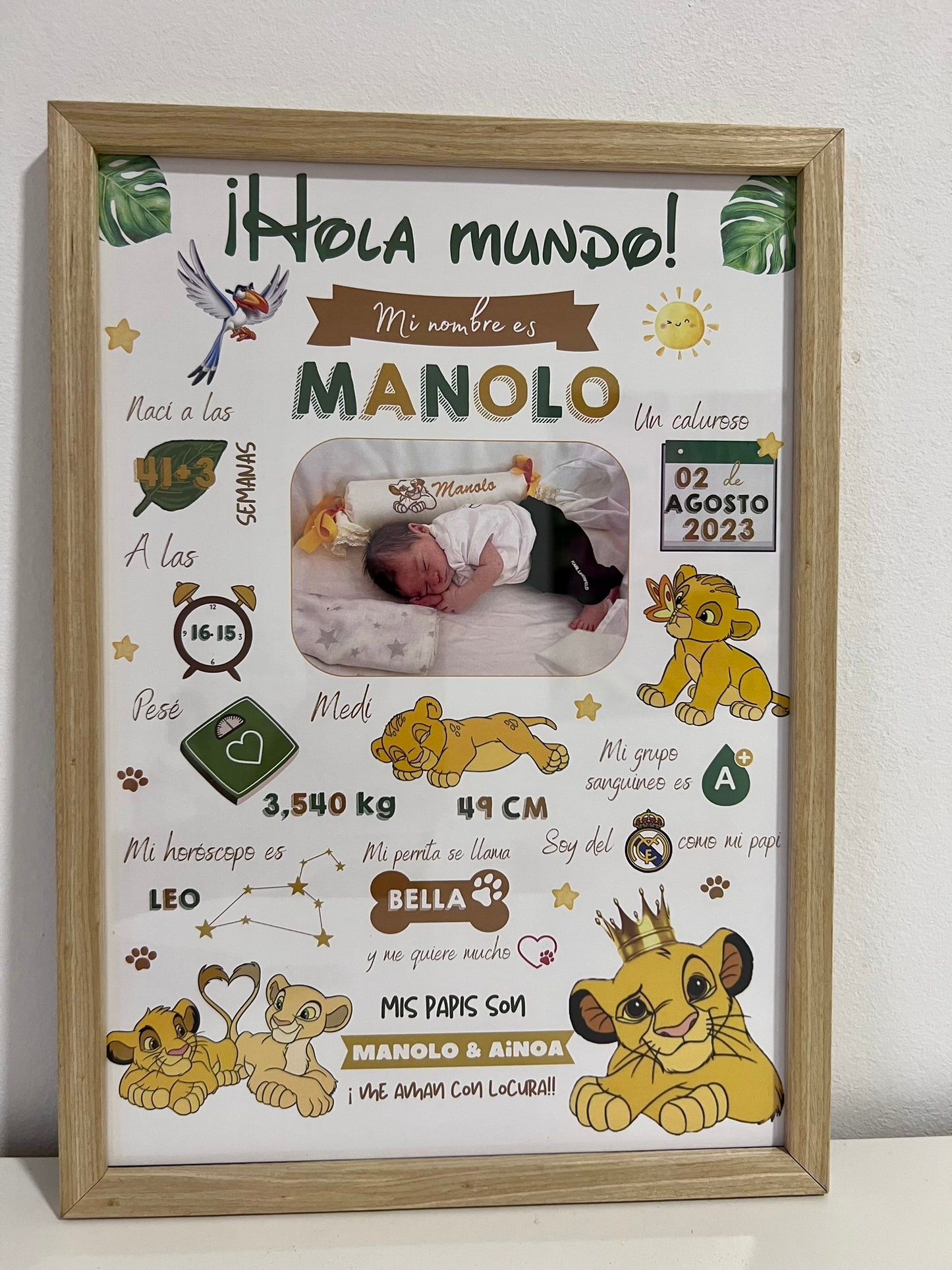 Lámina nacimiento foto  Rey León Simba