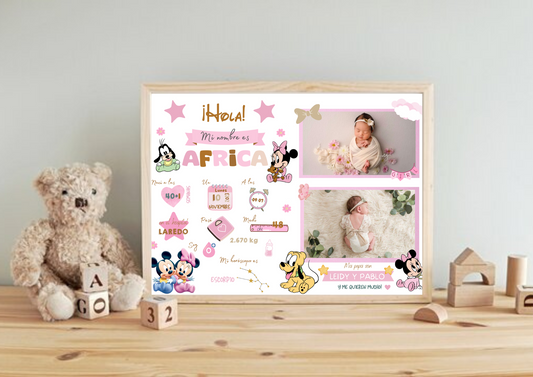 Lámina de nacimiento horizontal fotos "Minnie"