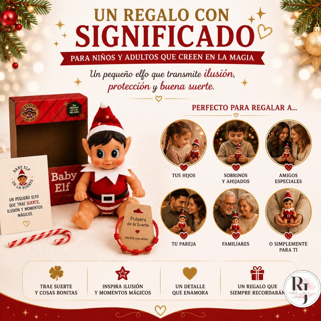 Mini Elfo de Navidad- Baby Elf Elves Behavin Badly 13cm- Elfo de la suerte
