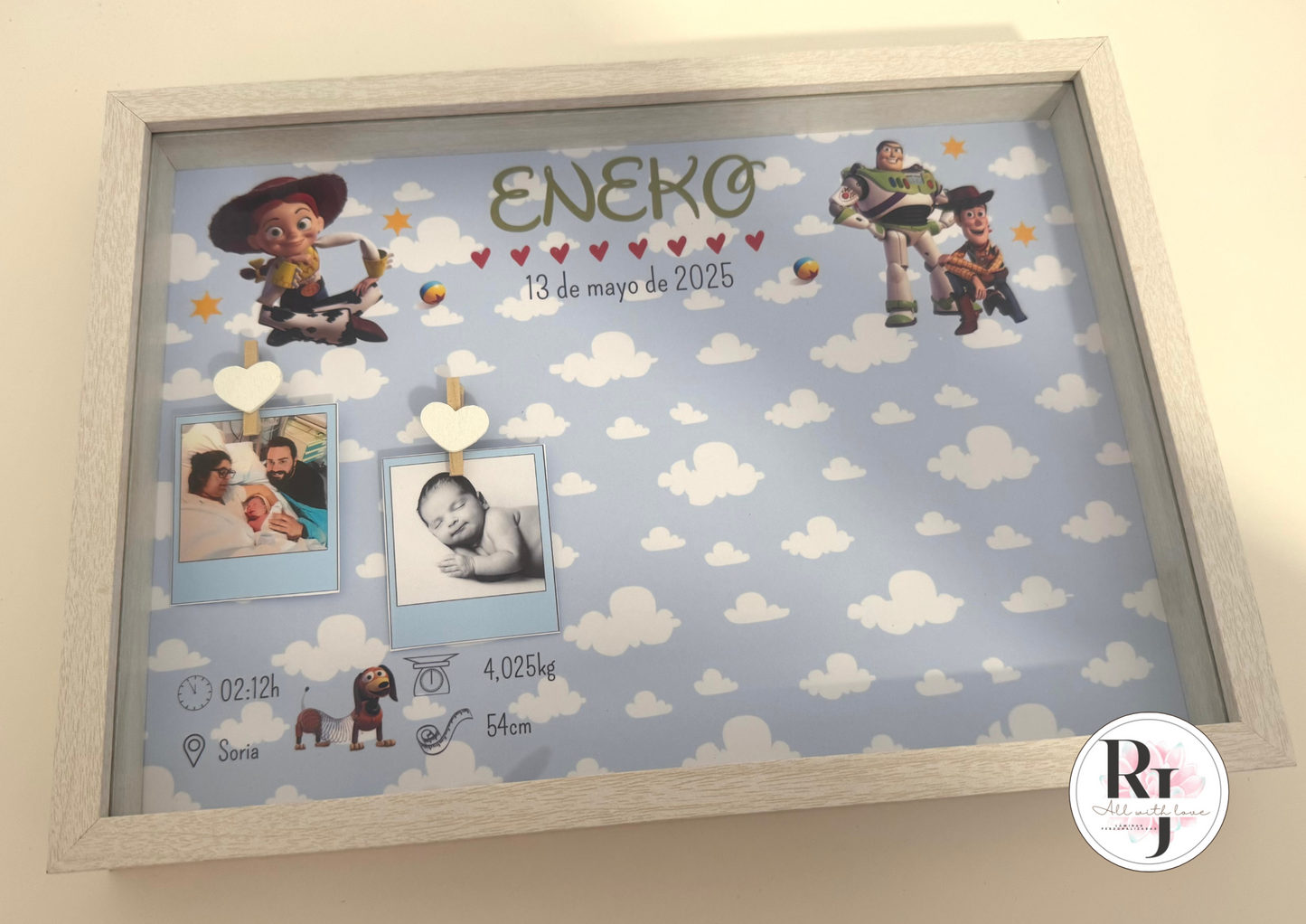 Guarda recuerdos nacimiento bebé recién nacido con diseño Toy story