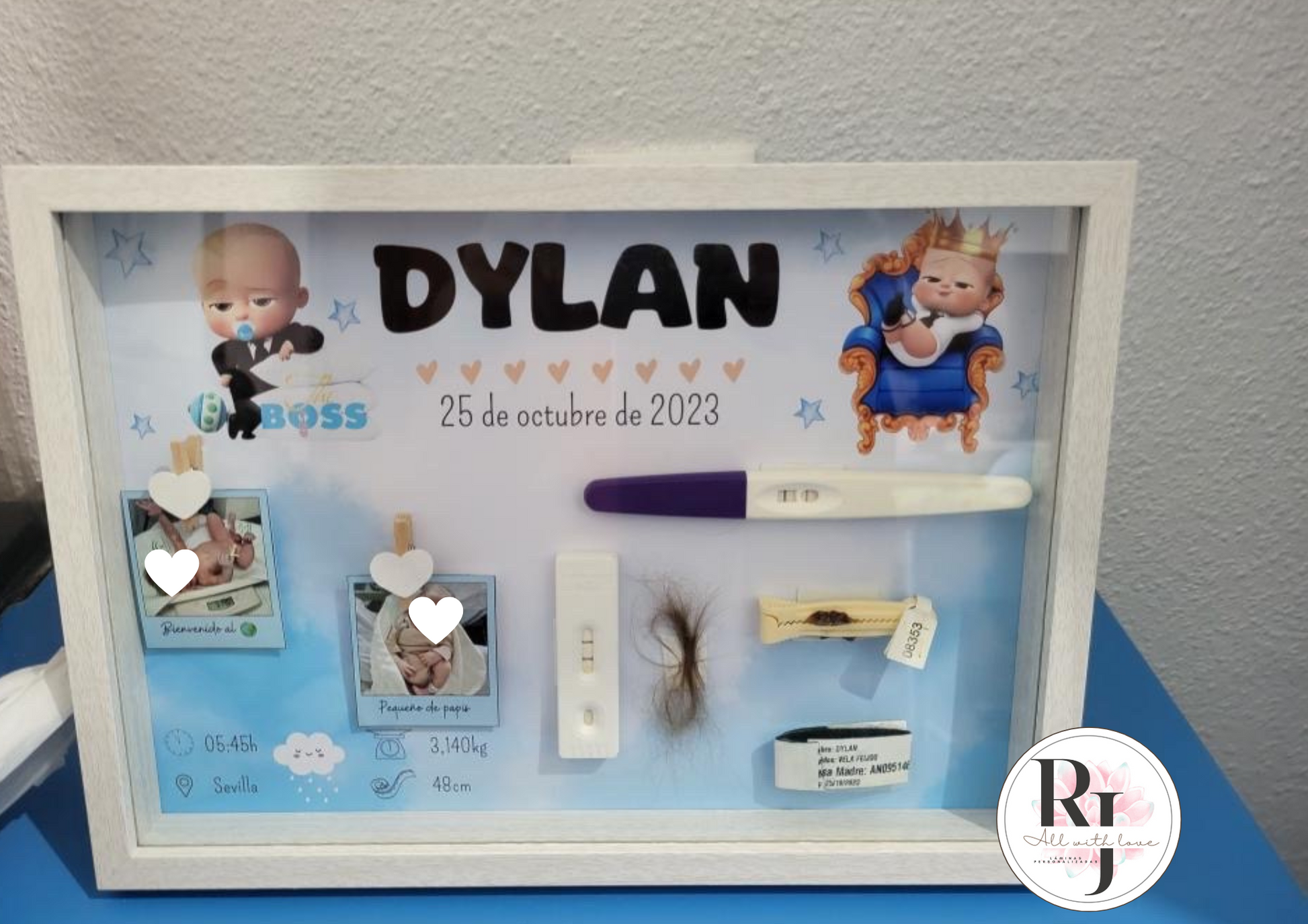 Guarda recuerdos nacimiento bebé recién nacido "El bebé jefazo"