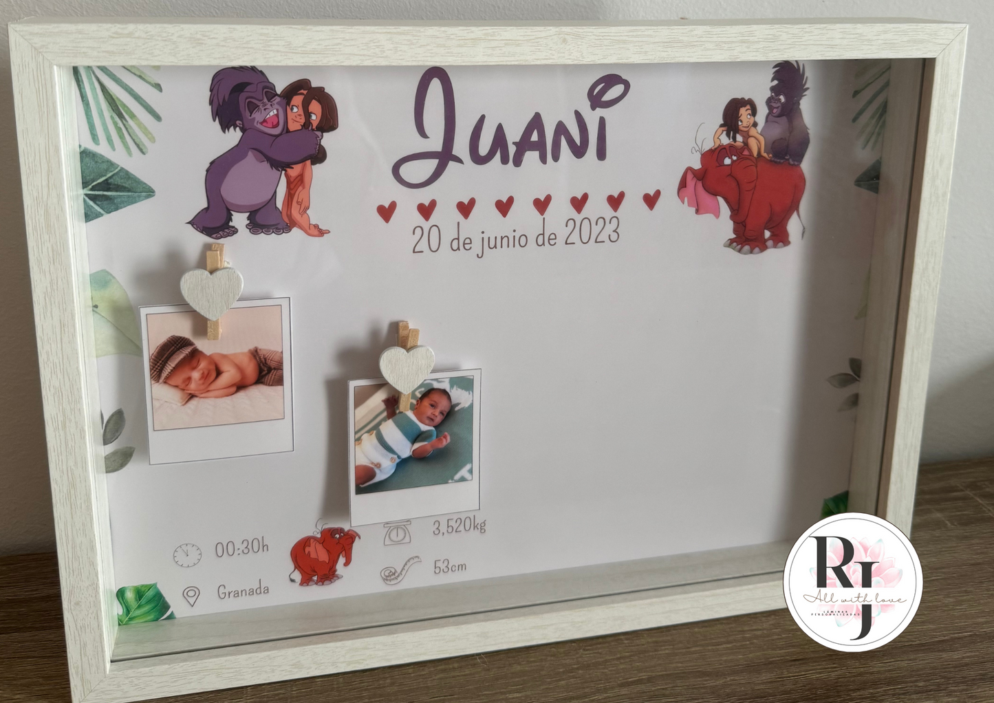 Guarda recuerdos nacimiento bebé recién nacido Tarzán