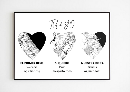 Lámina personalizada  mapas " 3 momentos especiales"