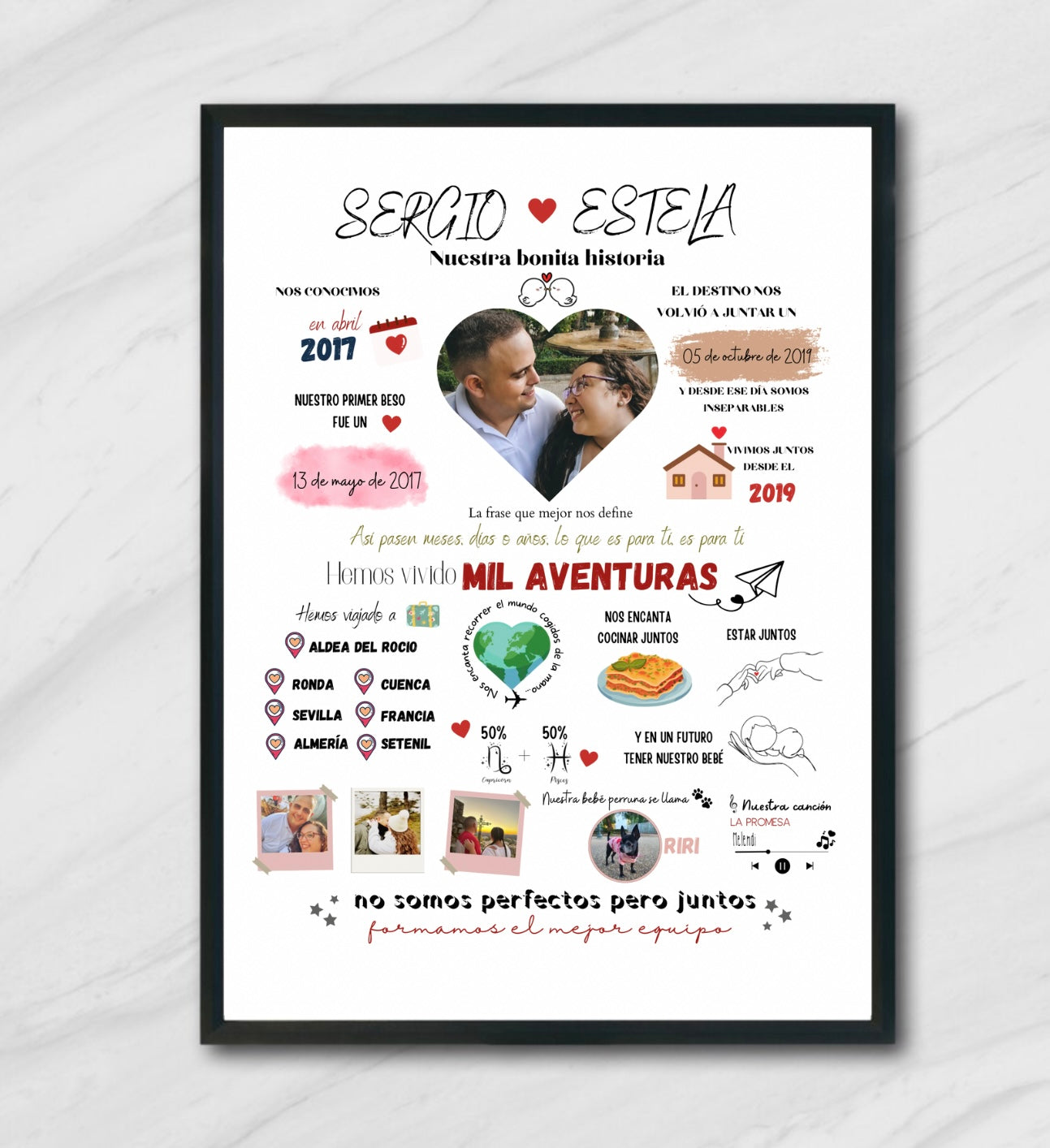 Lámina personalizada pareja  "Nuestra historia de amor"