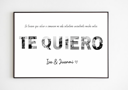 Lámina personalizada pareja fotos "Te quiero"
